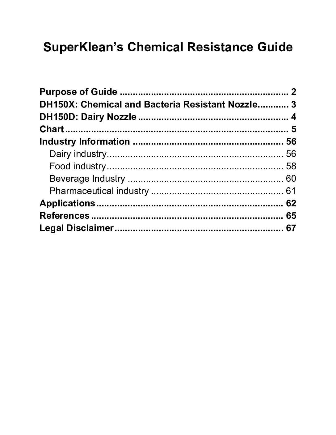 SuperKlean's Chemical Resistance Guide For DH150X and DH150D Nozzles